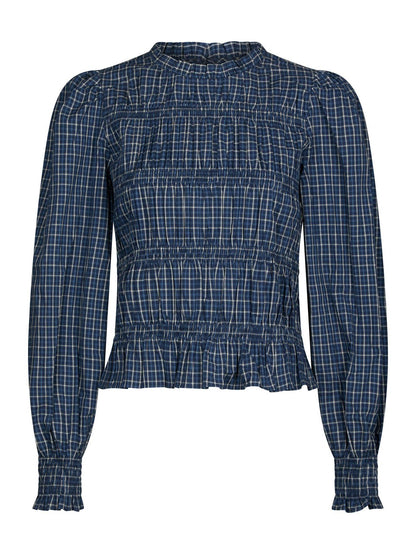 Marcia Check Blouse - Blue
