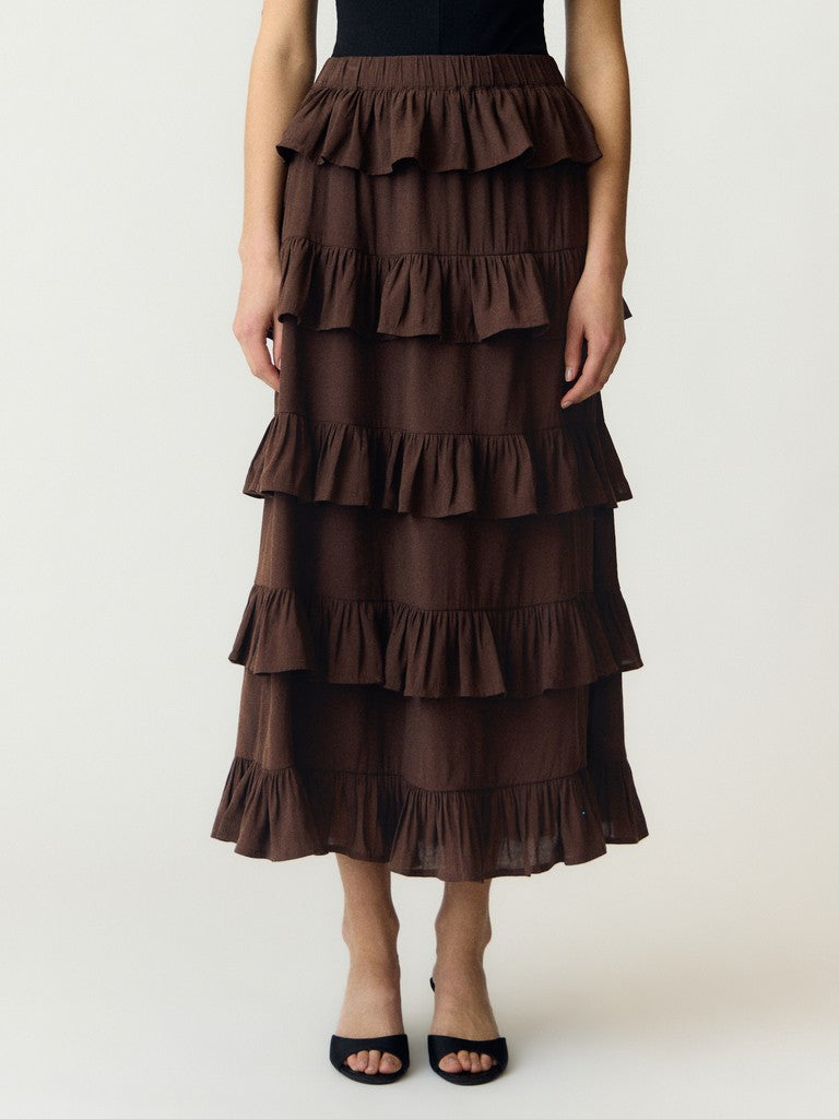 YASWIMA HW ANKLE SKIRT - COFFEE BEAN