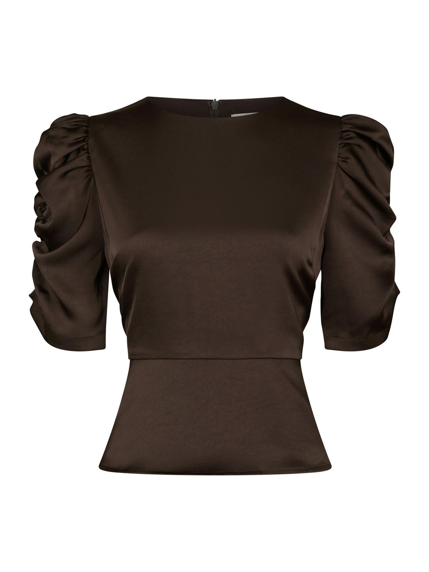 Benua Heavy Sateen Blouse - Dark Brown