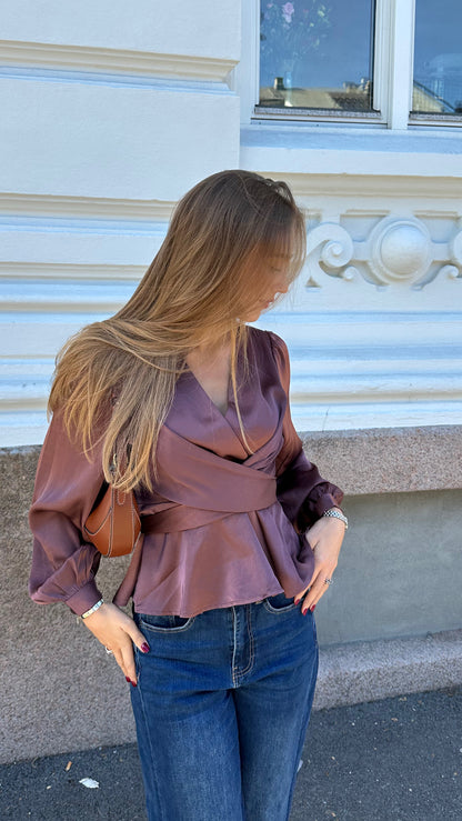 Rista Heavy Sateen Blouse - Dark Rose