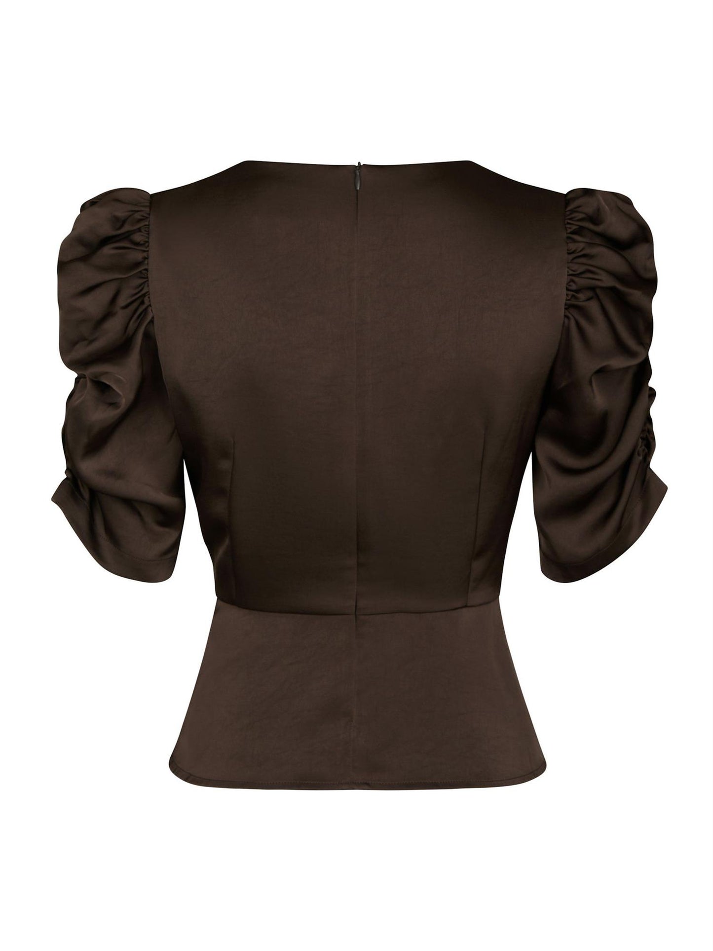 Benua Heavy Sateen Blouse - Dark Brown