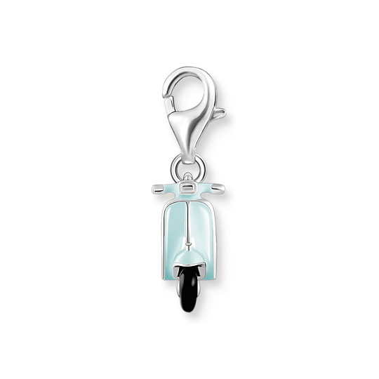 Charm Pendant Turquoise Motor Scooter Silver