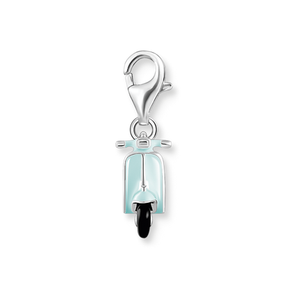 Charm Pendant Turquoise Motor Scooter Silver