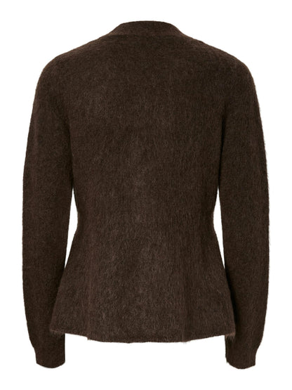 YASLIMO LS MOHAIR BLEND KNIT - SEAL BROWN