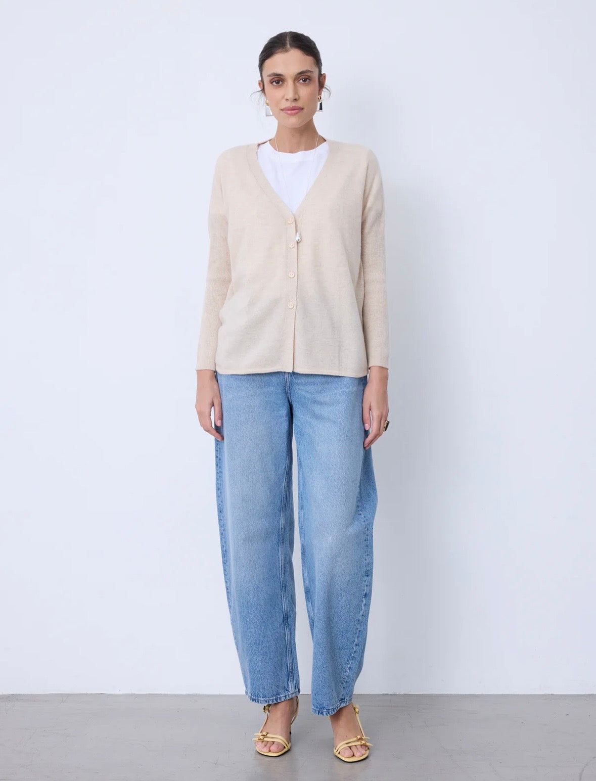 Alicia Cashmere Cardigan - Beige Chine