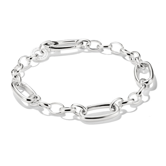 Charm Bracelet With Three Connect Links Silver