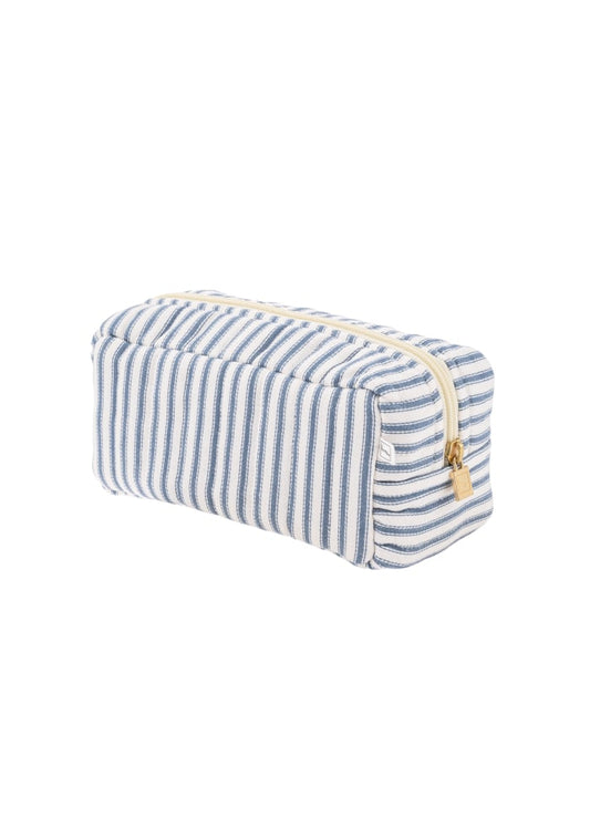 Pouch XS Square mw - Ticking stripe Blue