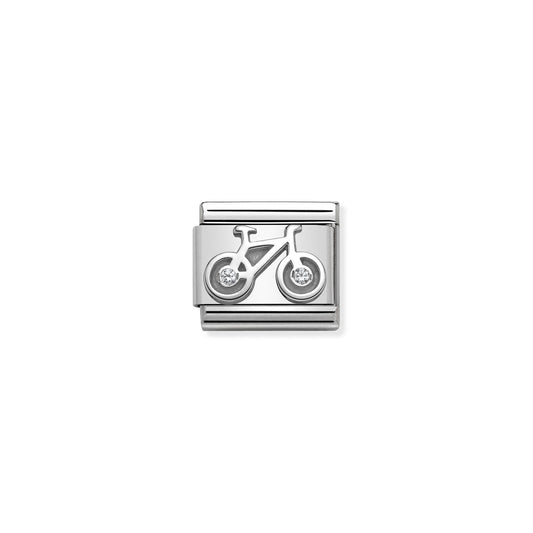 LINK, BICYCLE IN SILVER AND STONE