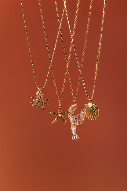 Embellished Lobster Charm Necklace
