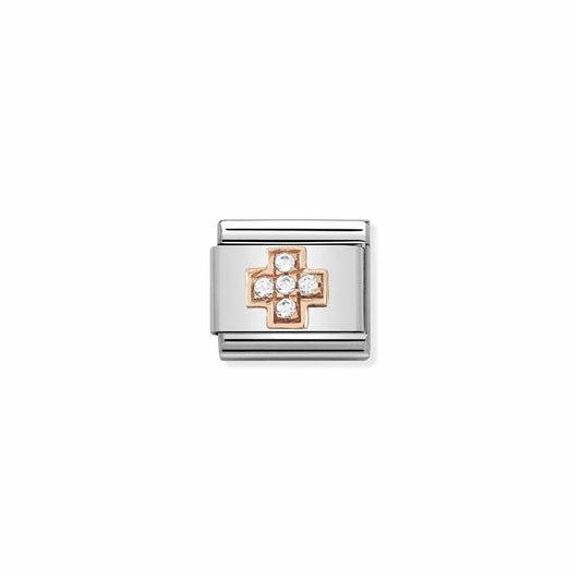 LINK, ROSE GOLD CROSS WITH ZIRCONIA