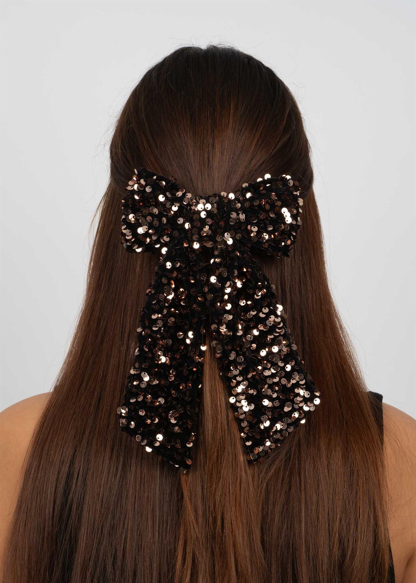 Anne Sequins Bow - Brown
