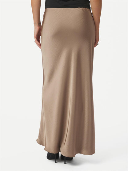 Vicky Heavy Sateen Skirt - Dark Taupe