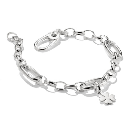 Charm Bracelet With Three Connect Links Silver