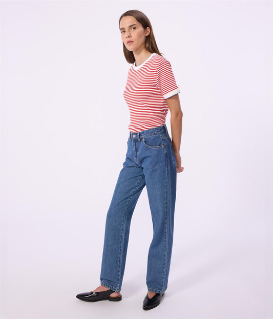 Tee-Shirt Ribbed Stripe - White / Red