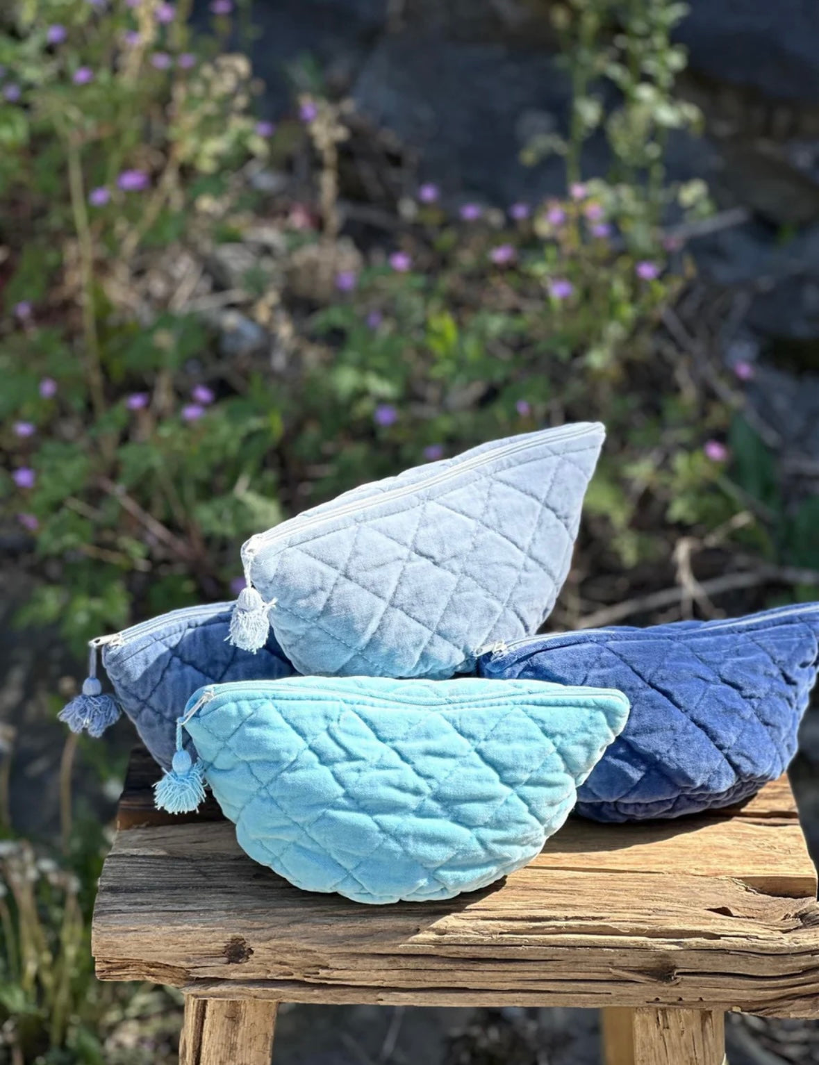 Sminkemappe Velur - Jeans Blue