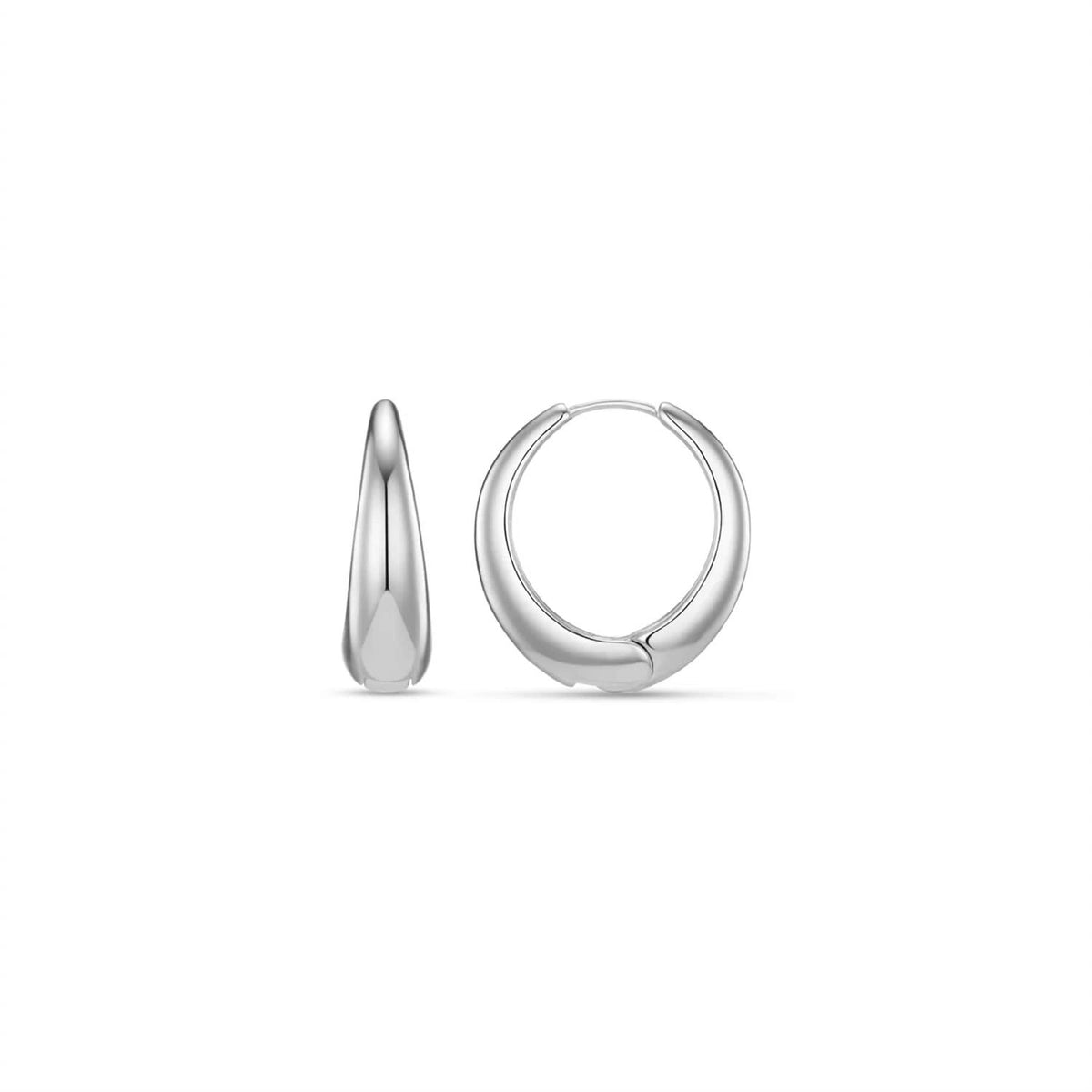 Tapered  Silver Hoops