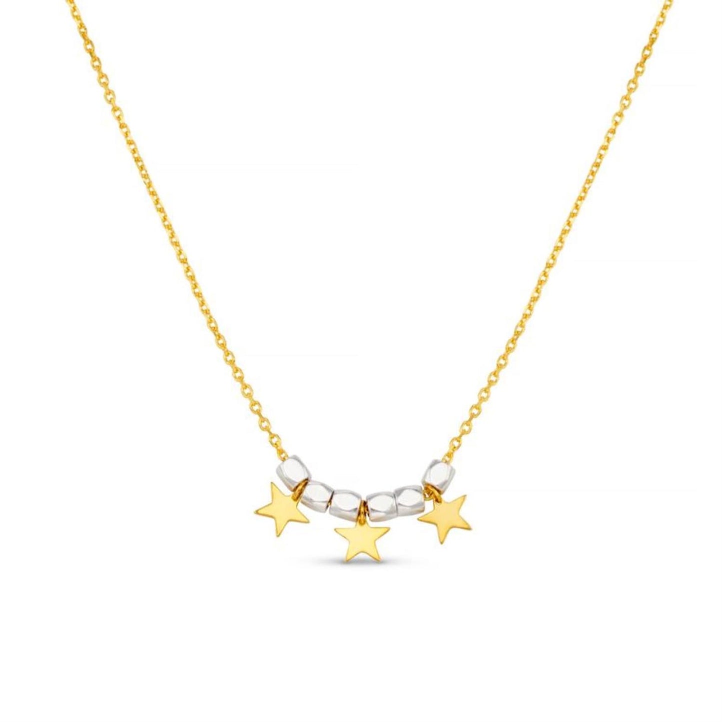 Mixed Plate Bead & Star Charm Necklace