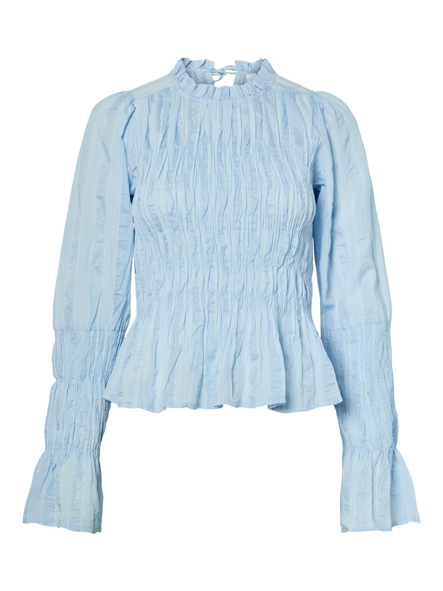 YASRAVA LS SMOCK TOP - SKYWAY/STAR WHITE