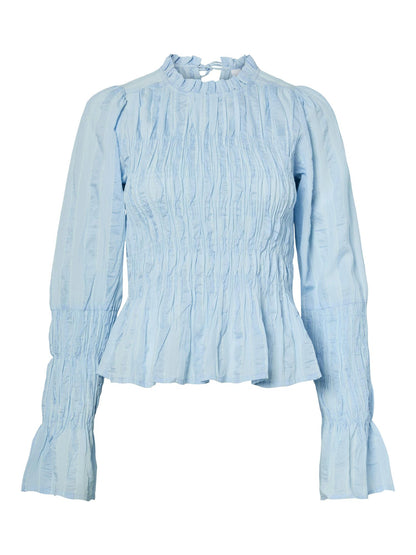YASRAVA LS SMOCK TOP - SKYWAY/STAR WHITE
