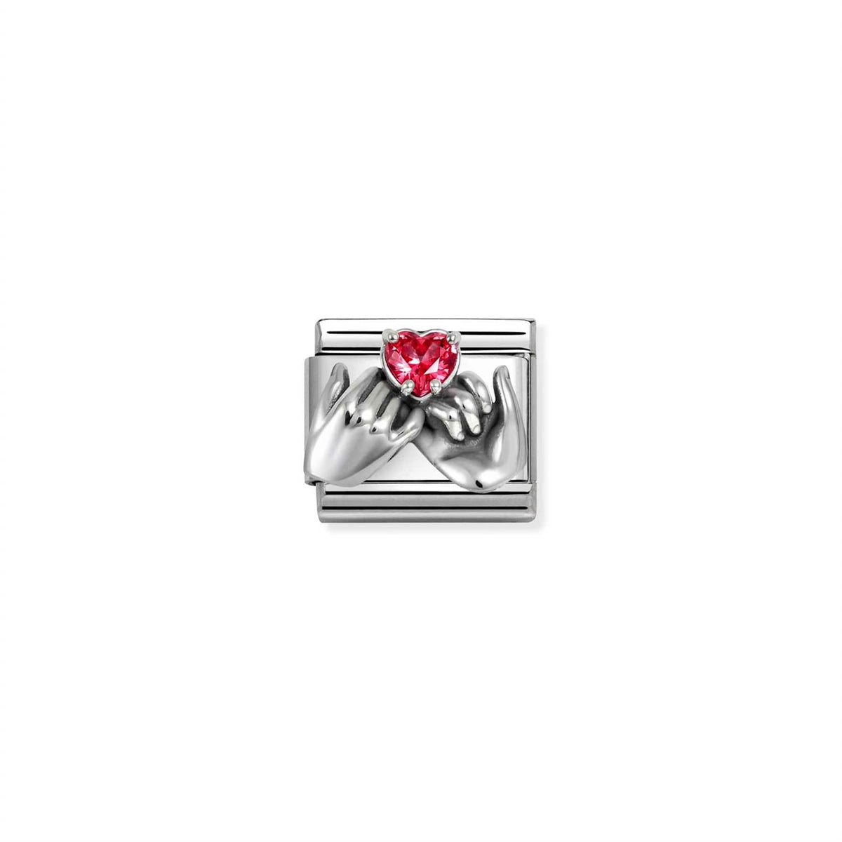 LINK, RED HEART HANDS OXIDIZED SILVER