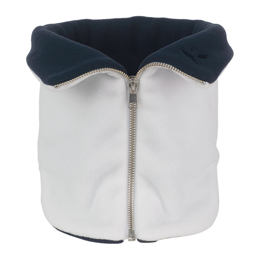 Classic Fullzip Neckband - White with navy