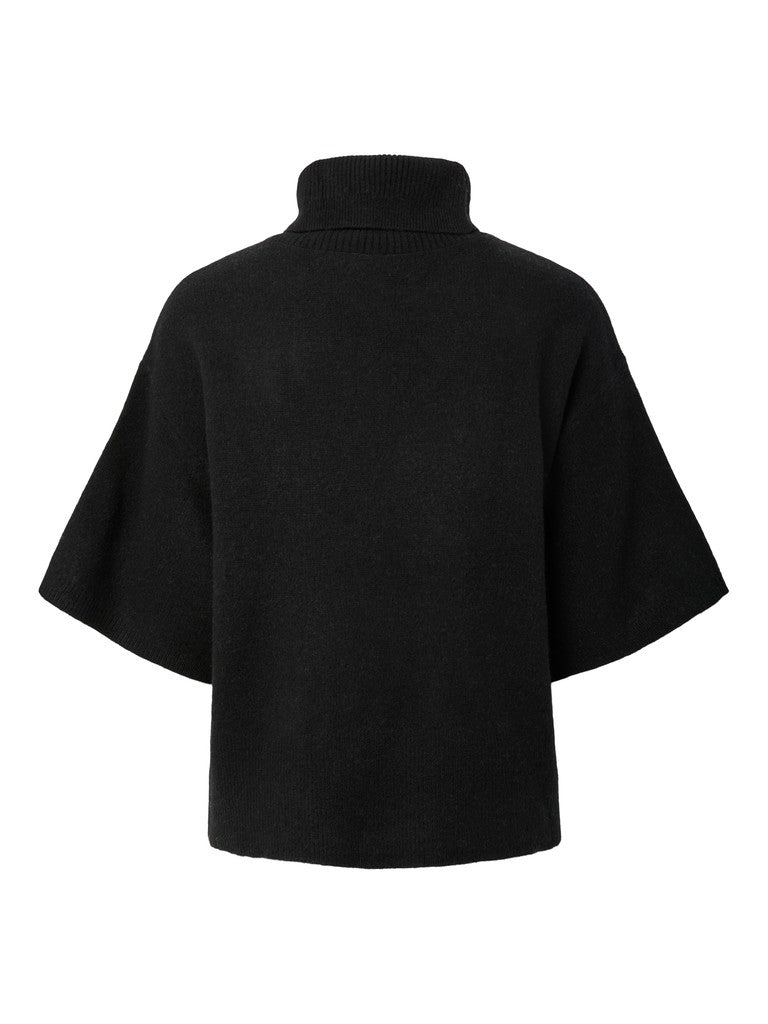 YASEMILIA 2/4 ROLL NECK KNIT PULLOVER - BLACK