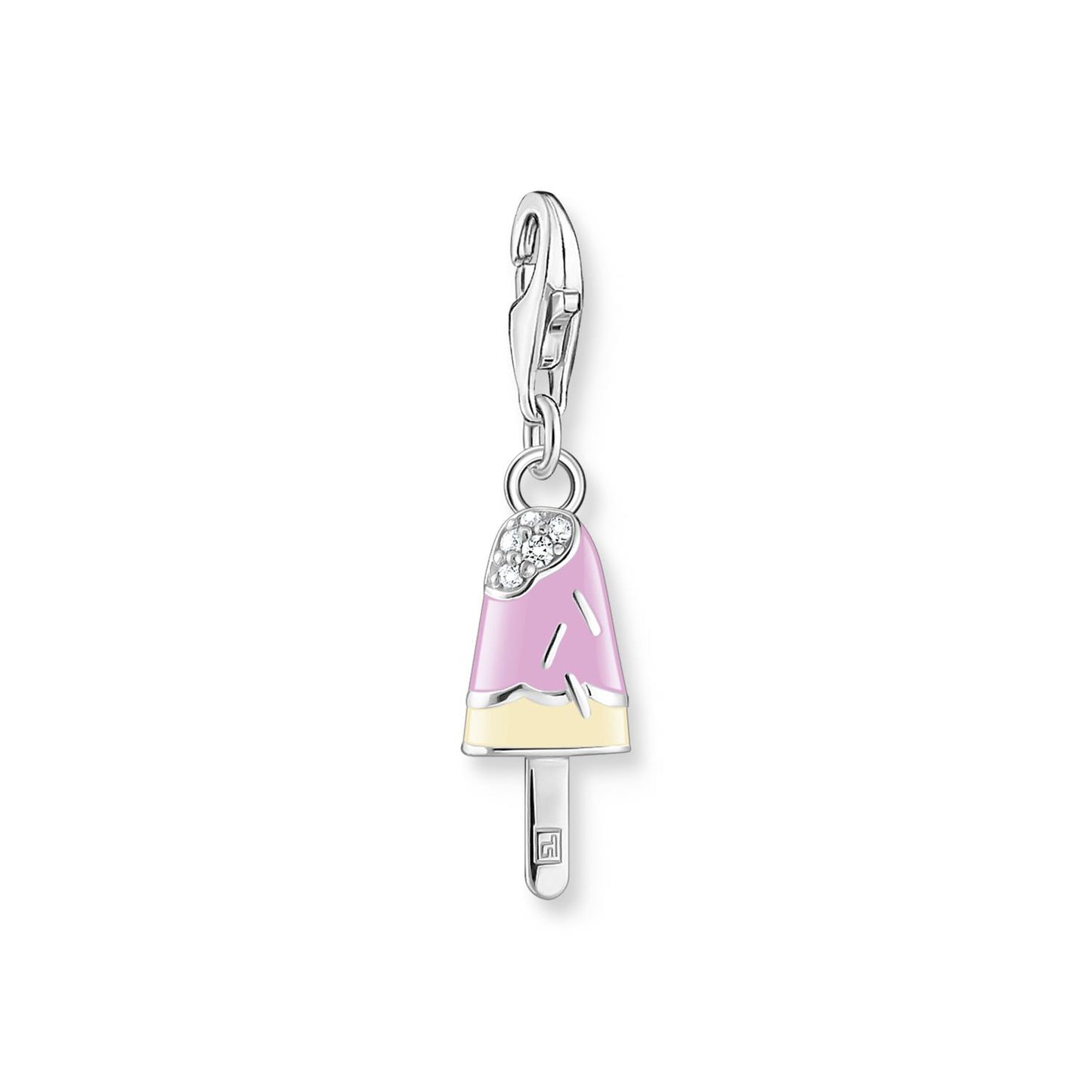 Charm Pendant Colorful Popsicle With White Stones Silver