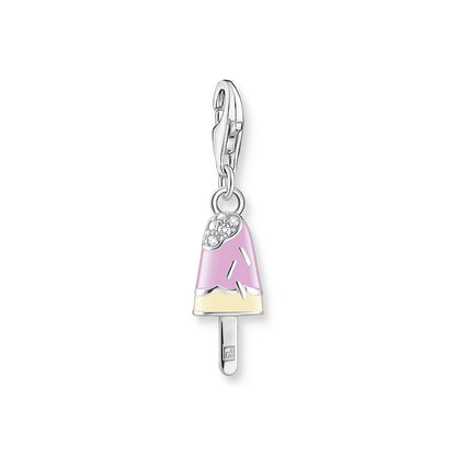 Charm Pendant Colorful Popsicle With White Stones Silver