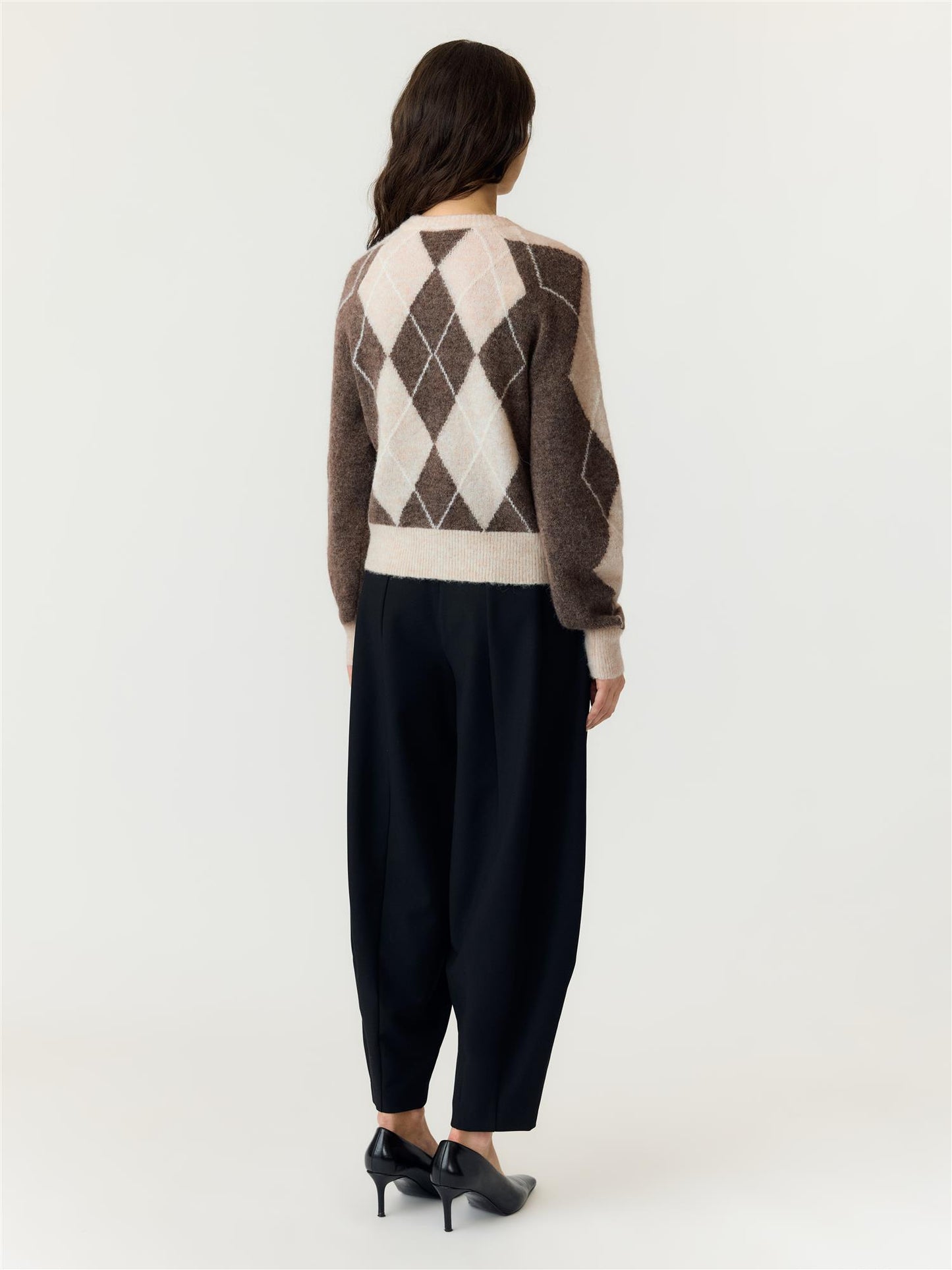 YASJOHI SS WOOL BLEND CARDIGAN - OATMEAL/ TAUPE GRAY