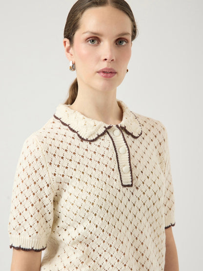YASLINGO SS KNIT POLO TOP