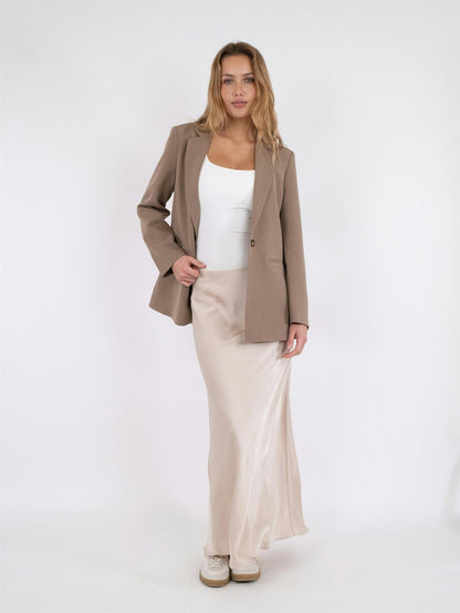 Vicky Heavy Sateen Skirt - Champagne