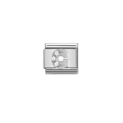 LINK, LETTER G IN SILVER AND STONES