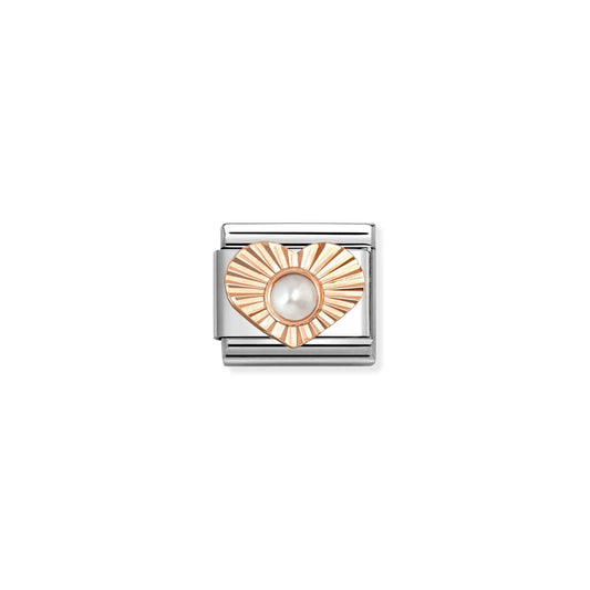 LINK, ROSE GOLD HEART WHITE PEARL