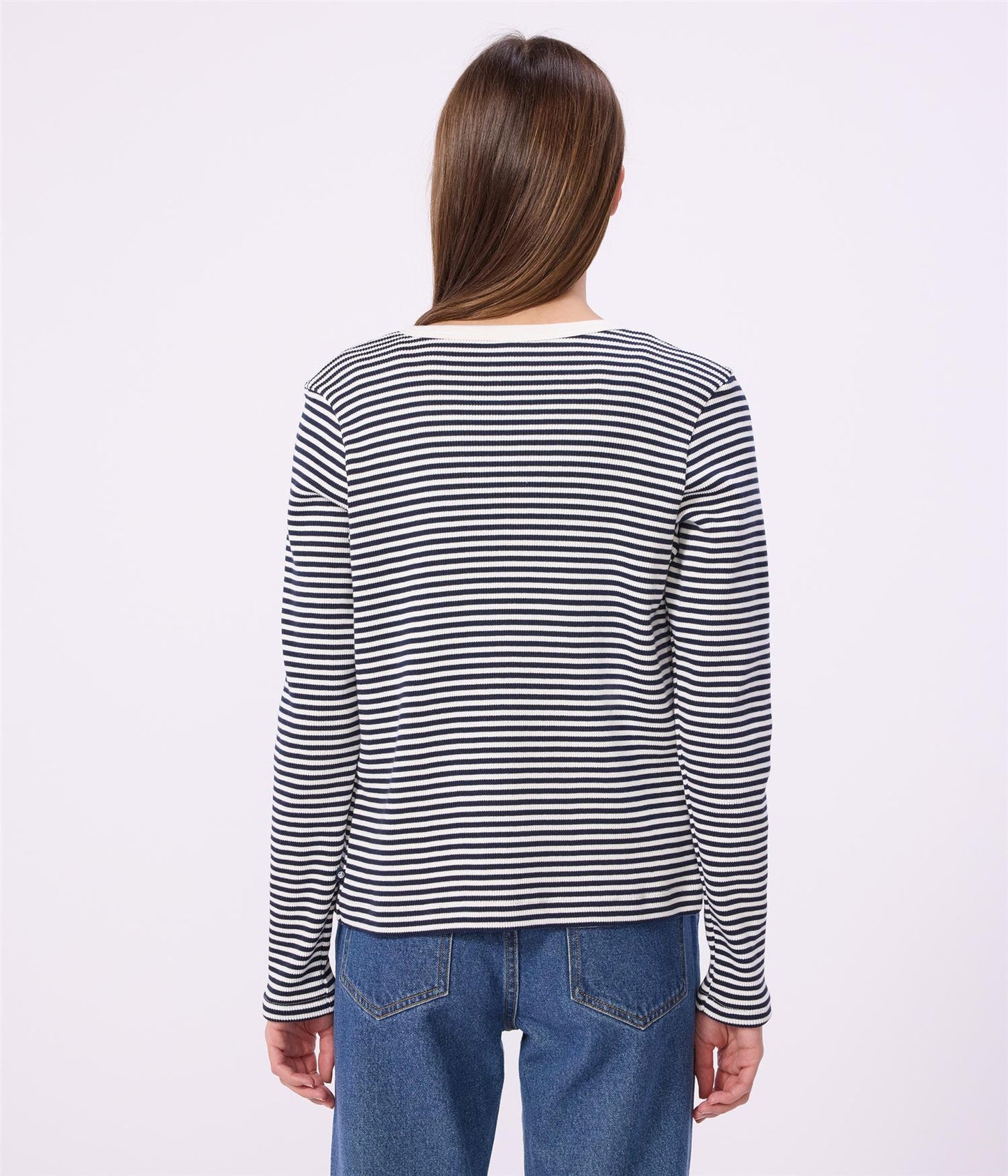 Cardigan Ribbed - Blue/ White