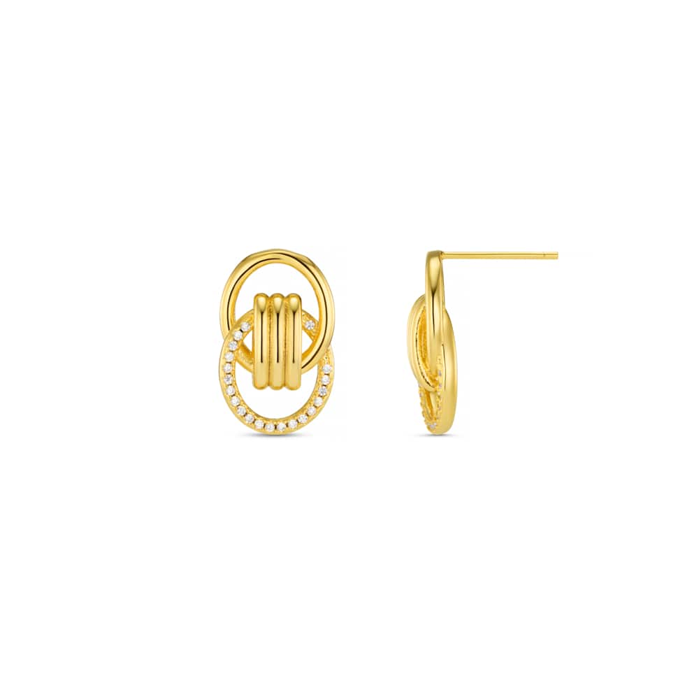 Fine interlocking pave stud earrings