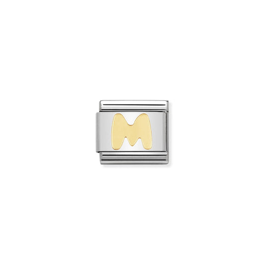 LINK, LETTER M IN YELLOW GOLD