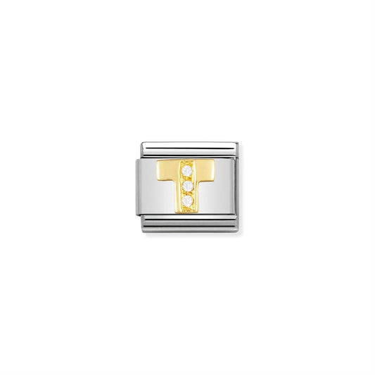 LINK, LETTER T WITH WHITE STONES