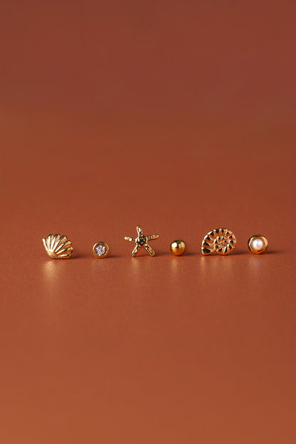 Shell & Starfish Charm Stud Pack