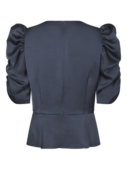 Benua Heavy Sateen Blouse - Midnight Blue