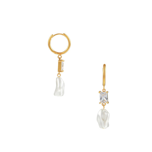 Crystal &amp; Pearl Hoops