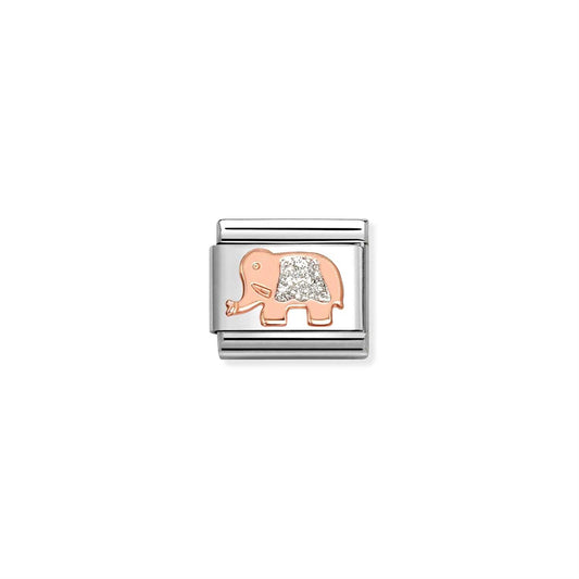 LINK, ELEPHANT IN ROSEGOLD WITH SILVER GLITTER