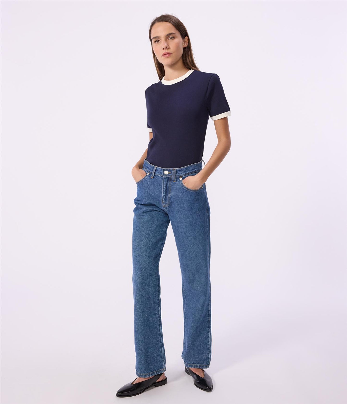 Tee-Shirt Ribbed - Navy and White details