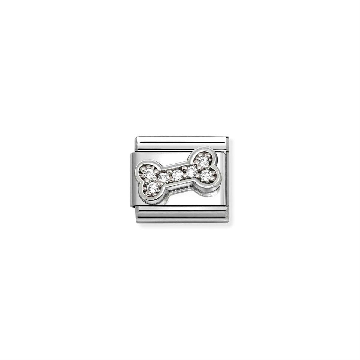 LINK, WHITE DOG BONE CUBIC ZIRCONIA