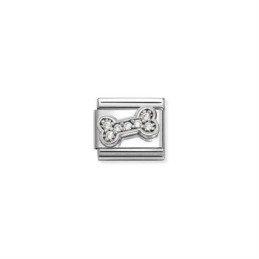 LINK, WHITE DOG BONE CUBIC ZIRCONIA