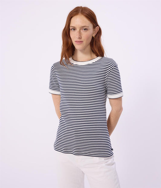 Tee-Shirt Ribbed Stripe - White / Navy