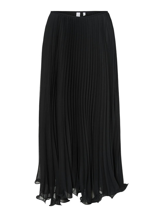 YASNOEL LONG PLISSE SKIRT - BLACK