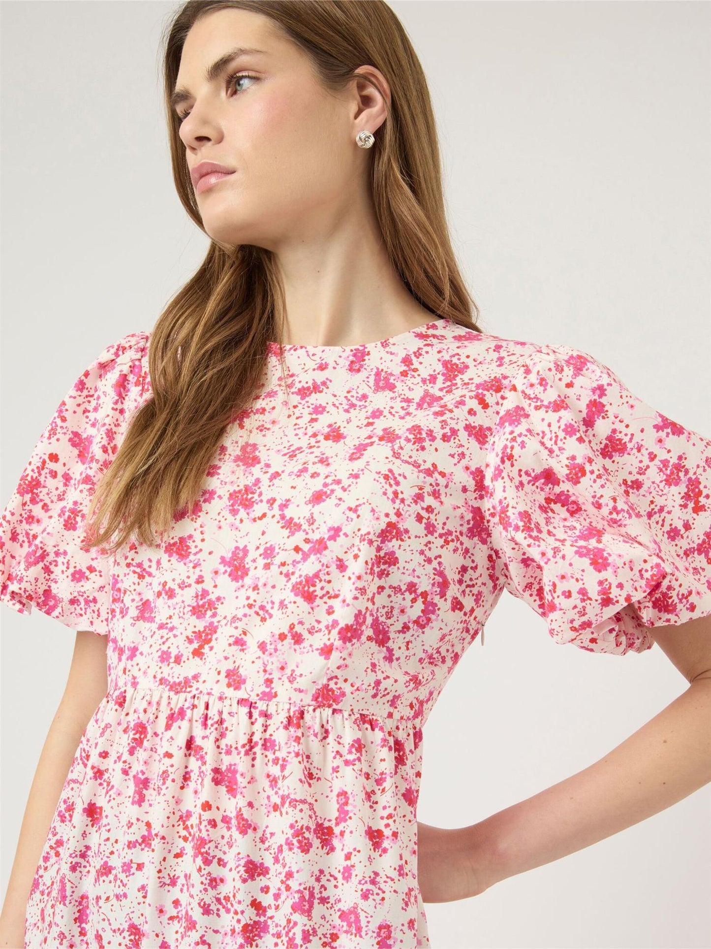 YASCOLEA SS ANKLE DRESS - PRISTINE/ DONNA