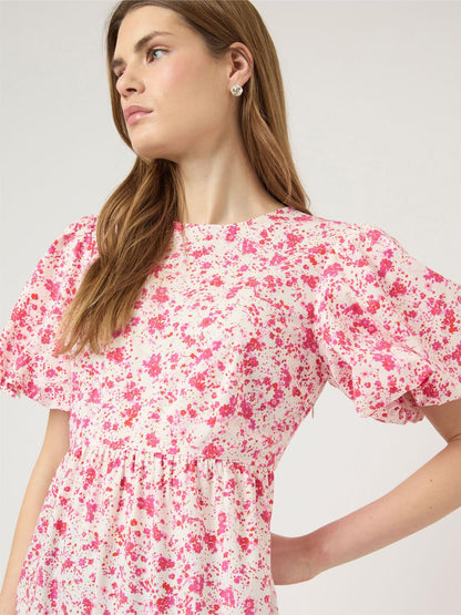 YASCOLEA SS ANKLE DRESS - PRISTINE/ DONNA