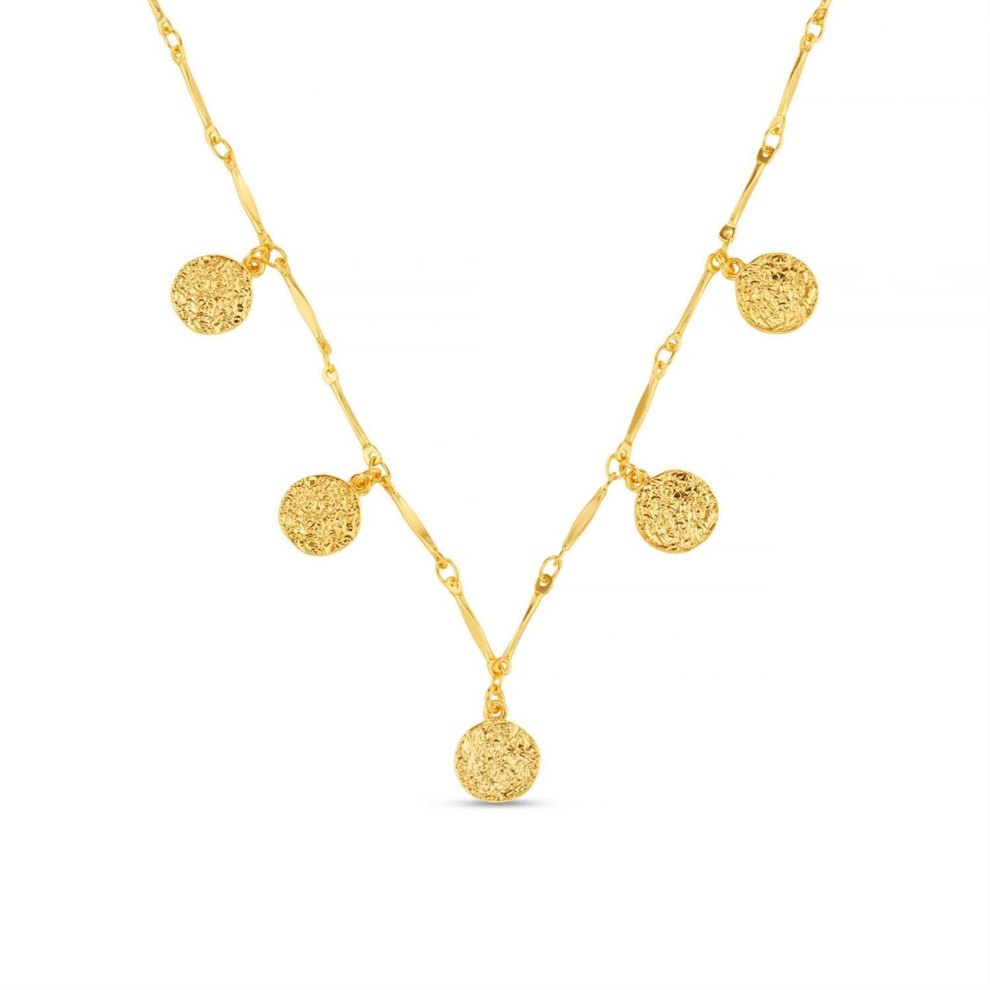 Molten coin multi drop necklace