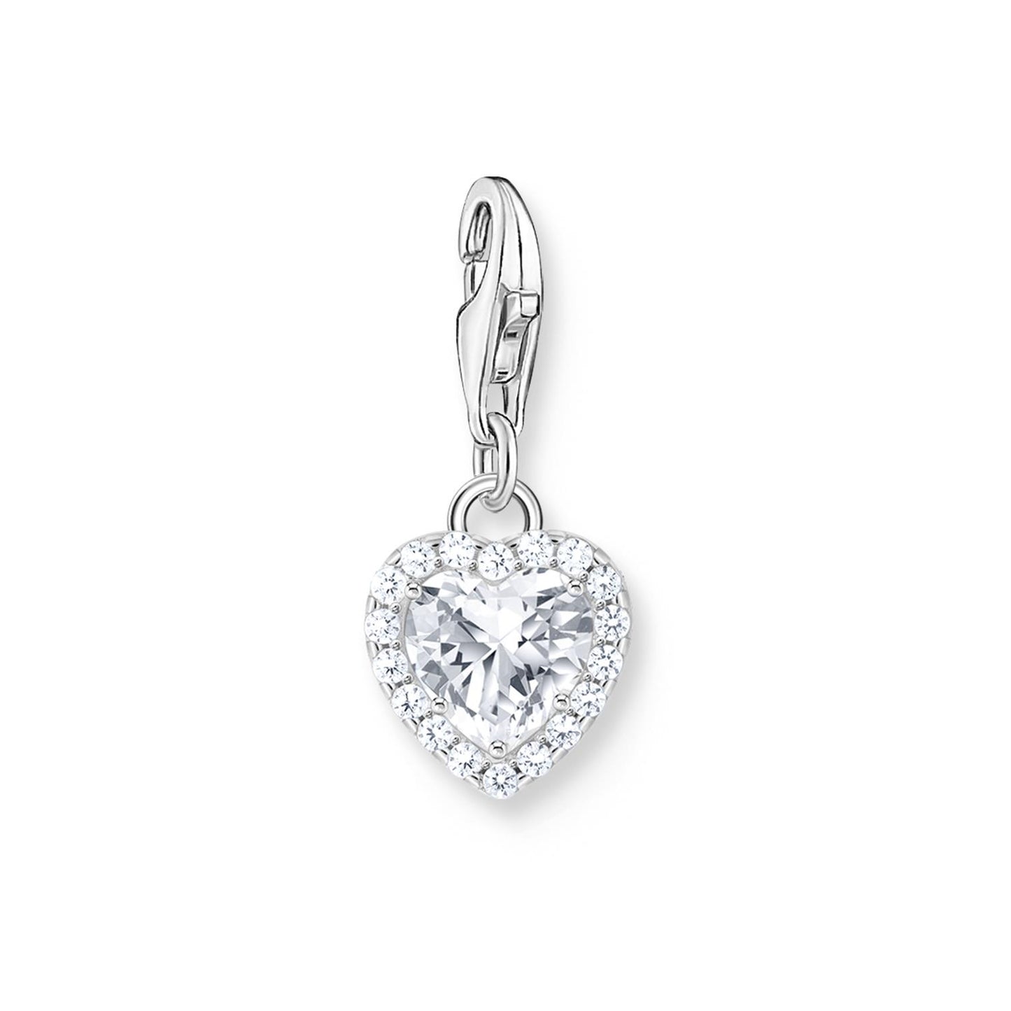 Silver White Heart Charm Pendant